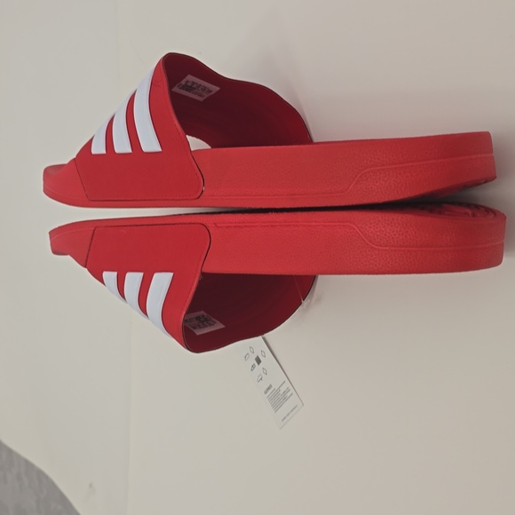 NWT Adidas Red White Adilette Shower Slides Sandals Made In Italy Size Men\'s 18 main image 9